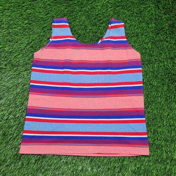 VTG 80s Multi-Color Stripe Tank Top Womens M Retro Roller Skate Textured - Picture 1 of 7